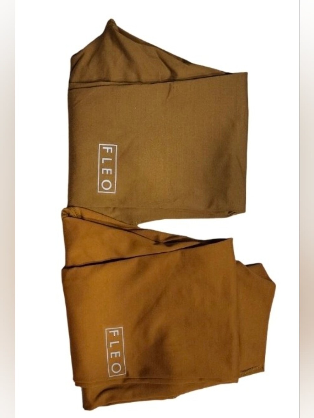 2 Pairs Fleo Leggings in Mustard Brown And Olive Green W/Reflective Logo, Size M
